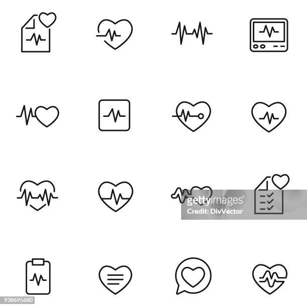 heart beat icon set - healthy lifestyle stock illustrations