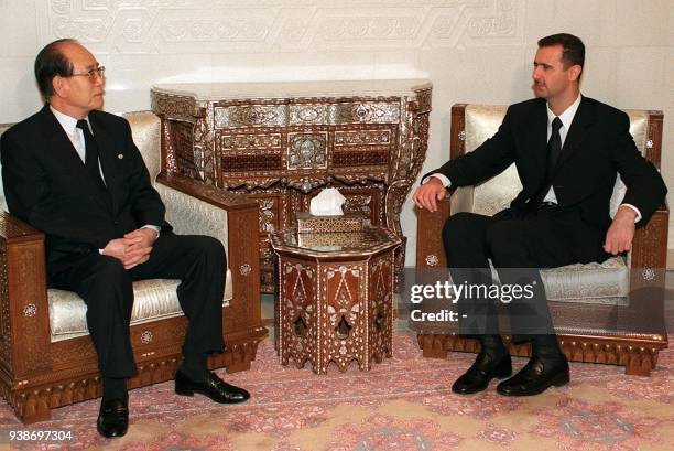 Bashar al-Assad , the son and heir apparent of Syrian President Hafez al-Assad, meets with Kim Jong-Nam, president of the North Korean Supreme...