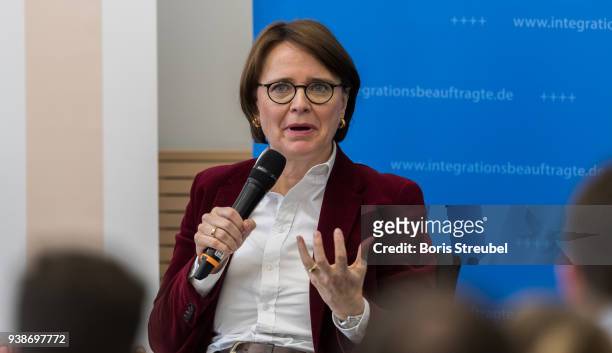 Annette Widmann-Mauz, Commissioner of the Federal Government for Migration, Refugees and Integration attends a panel discussion during the DFB...