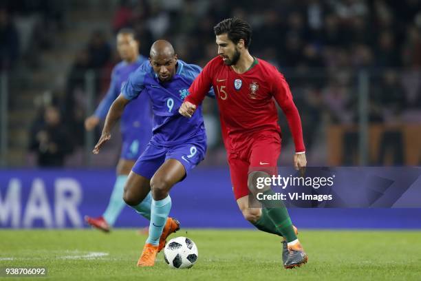 Ryan Babel of Holland, Andre Gomes of Portugal during the International friendly match match between Portugal and The Netherlands at Stade de Genève...