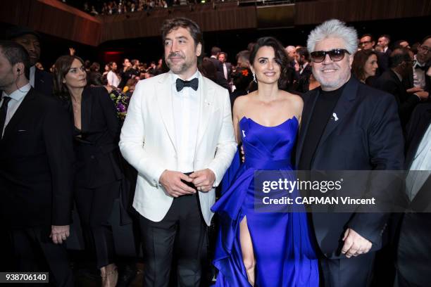 The 43rd ceremony of the Cesars 2018 at the Salle Pleyel in Paris on March 2, 2018. The Spanish actress Penelope Cruz in a Versace dress and Swaroski...