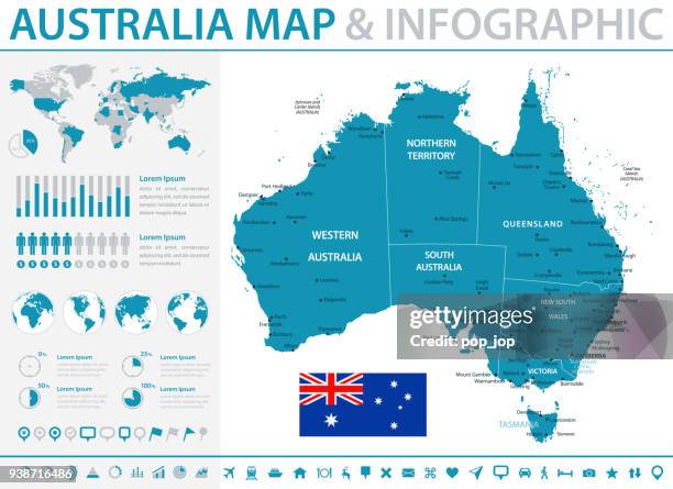 map of australia - infographic vector - adelaide stock illustrations