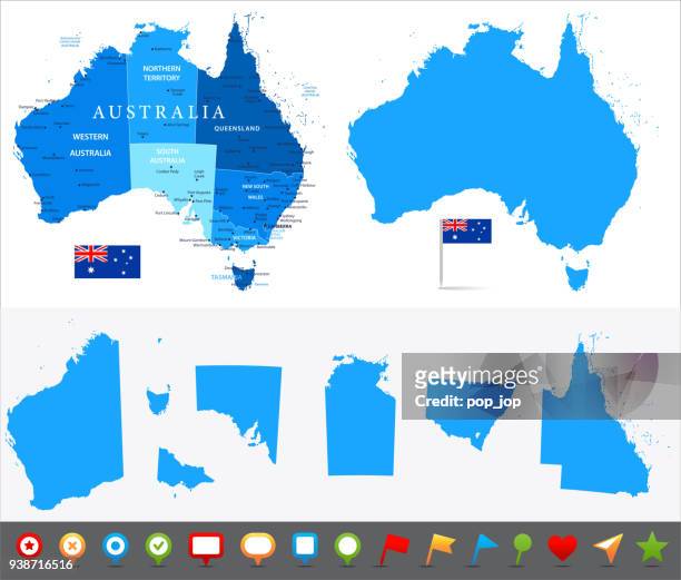29 - australia - blue and pieces 10 - australia map stock illustrations