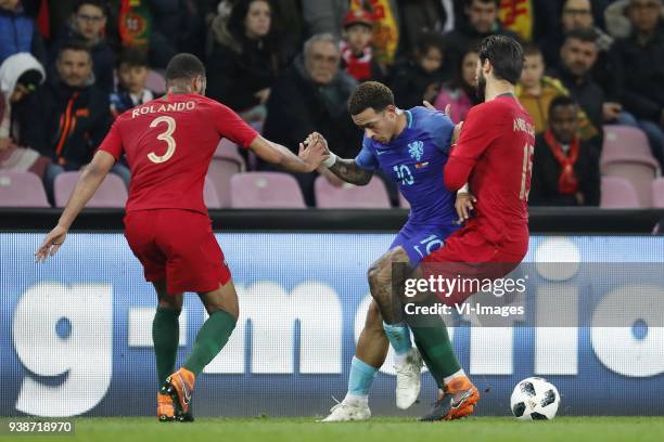 Rolando of Portugal, Memphis Depay of Holland, Andre Gomes of Portugal during the International friendly match match between Portugal and The...