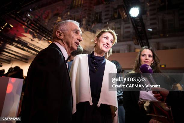 The 43rd ceremony of the Cesars 2018 at the Salle Pleyel in Paris on March 2, 2018. The actress and Producer Julie Gayet with Alain Terzian the...