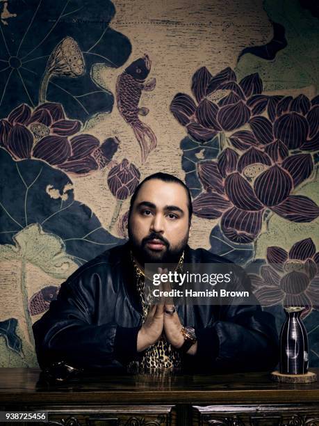 Actor and comedian Asim Chaudry is photographed for FS magazine is photographed on April 19, 2017 in London, England.