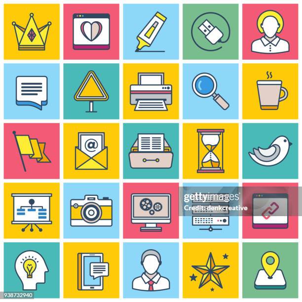 social network icon set - server cables stock illustrations