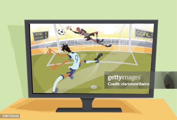 televisão e o futebol - penalti 幅插畫檔、美工圖案、卡通及圖標