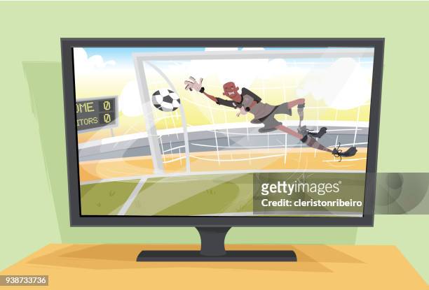 ein televisão e o futebol - männerhöhle stock-grafiken, -clipart, -cartoons und -symbole