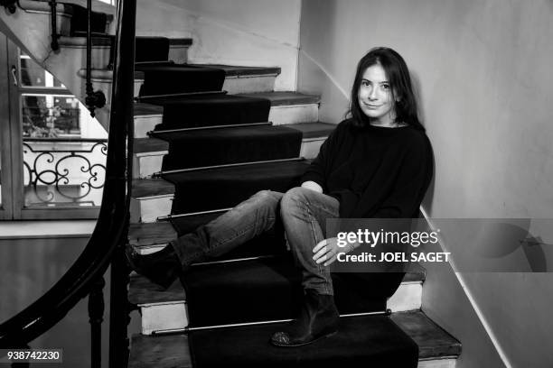 French writer Anne Goscinny poses during a photo session in Paris on March 26, 2018. / AFP PHOTO / JOEL SAGET