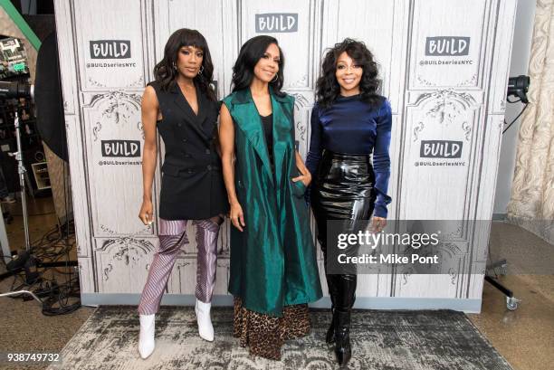 Rhona Bennett, Cindy Herron, and Terry Ellis of En Vouge visit Build Studio to discuss their new album "Electric Cafe" on March 27, 2018 in New York...