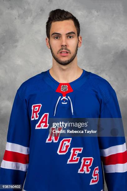 Ryan Sproul of the New York Rangers poses for his official headshot for the 2017-2018 season on March 16, 2018 in White Plains, New York. Ryan Sproul