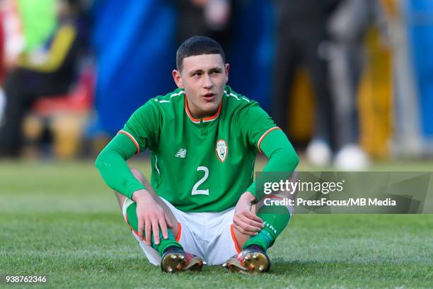 Max Murphy of Republic of Ireland reacts during UEFA Under-17 Championship Elite Round Group 3 match between Poland and Republic of Ireland on March...