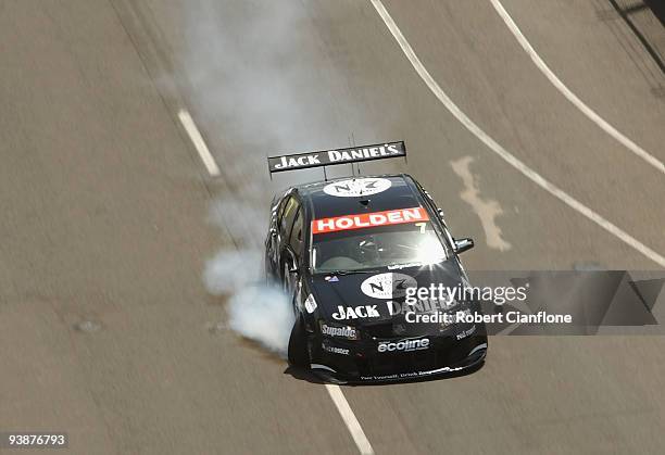 Todd Kelly drives the damaged Kelly Racing Holden during practice for the Sydney 500 Grand Finale, which is round 14 of the V8 Supercar Championship...