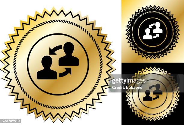 two people exchanging information icon - knowledge transfer stock illustrations