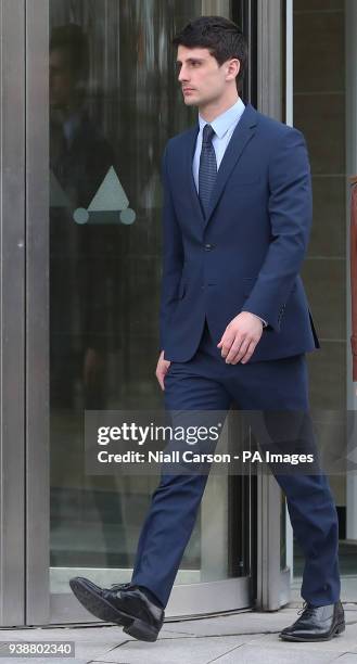 Blane McIlroy leaves Belfast Crown Court where he is on trial accused of one count of exposure, in connection with an incident in which two Ireland...