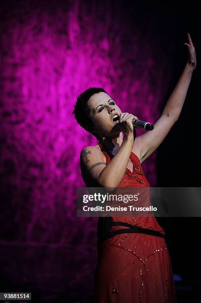 Singer Dolores O'Riordan of the Cranberries performs at the Pearl Theatre at the Palms Hotel and Casino on December 3, 2009 in Las Vegas, Nevada.
