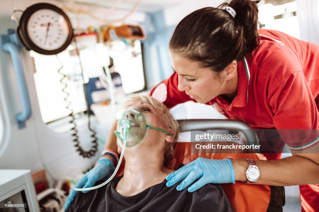 Woman inside the ambulance