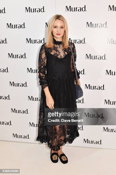 Emily Berrington attends the launch of Dr Murad's Brightest Innovation at Icetank on March 27, 2018 in London, England.