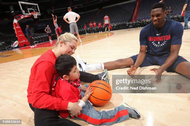 Ian Mahinmi of the Washington Wizards participates in the Jr. NBA Special Olympics at Capital One Arena in Washington, DC on March 26. 2018. NOTE TO...