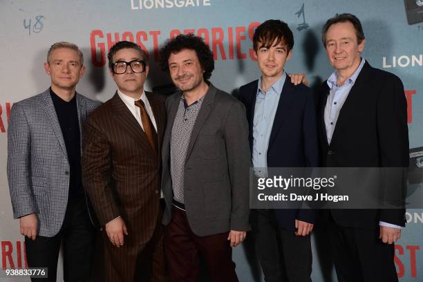 Martin Freeman, Andy Nyman, Jeremy Dyson, Alex Lawther and Paul Whitehouse attend the 'Ghost Stories' special screening atVue West End on March 27,...