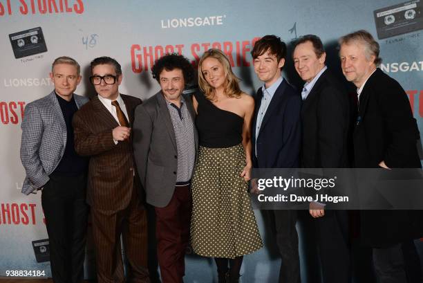 Martin Freeman, Andy Nyman, Jeremy Dyson, Claire Jones, Alex Lawther and Paul Whitehouse attend the 'Ghost Stories' special screening atVue West End...