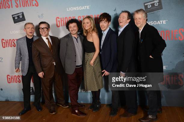 Martin Freeman, Andy Nyman, Jeremy Dyson, Claire Jones, Alex Lawther and Paul Whitehouse attend the 'Ghost Stories' special screening atVue West End...