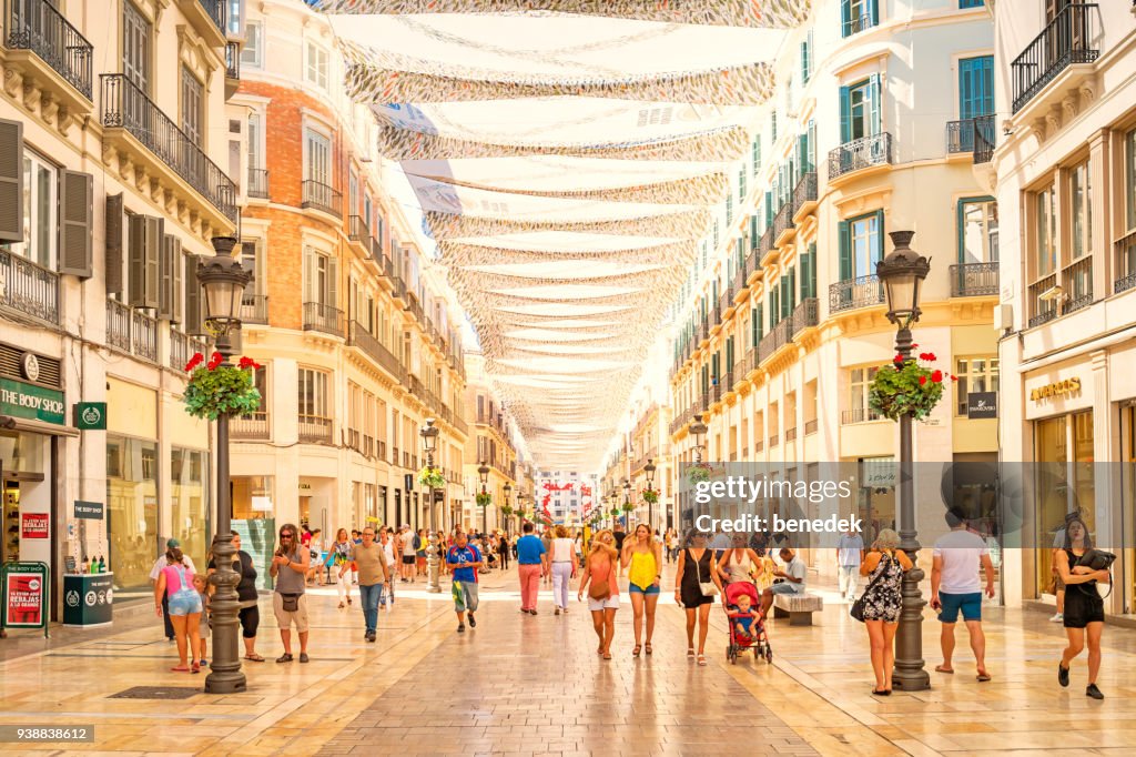 Calle Larios shopping street in downtown Malaga Spain