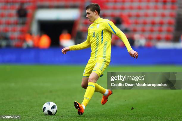 Mykola Matviyenko of Ukraine in action during the International friendly match between Japan and Ukraine held at Stade Maurice Dufrasne on March 27,...