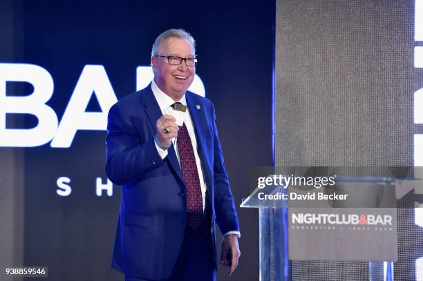 Ron Jaworski speaks during day two of the 33rd annual Nightclub & Bar Convention and Trade Show on March 27, 2018 in Las Vegas, Nevada.