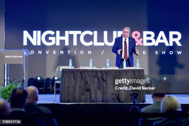 Ron Jaworski speaks during day two of the 33rd annual Nightclub & Bar Convention and Trade Show on March 27, 2018 in Las Vegas, Nevada.