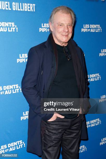 Singer Herbert Leonard attends "Les Dents, Pipi et au Lit" Paris Premiere at UGC Cine Cite des Halles on March 27, 2018 in Paris, France.