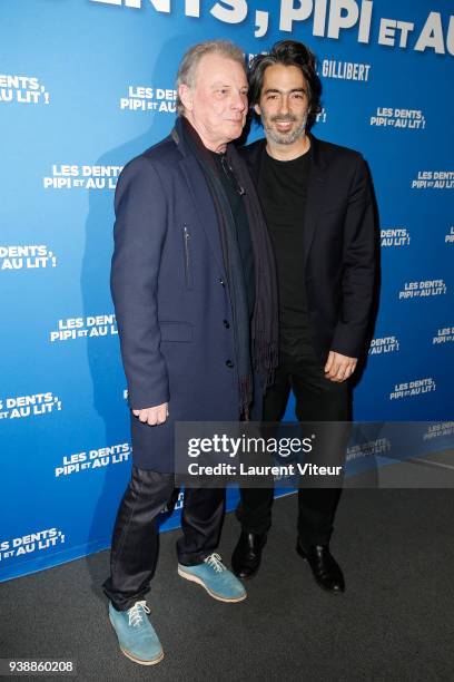 Singer Herbert Leonard and Director Emmanuel Gillibert attend "Les Dents, Pipi et au Lit" Paris Premiere at UGC Cine Cite des Halles on March 27,...