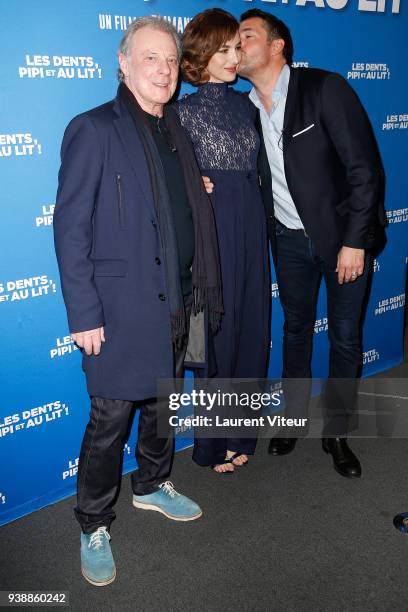 Singer Herbert Leonard, Actress Louise Bourgoin and Actor Arnaud Ducret attend "Les Dents, Pipi et au Lit" Paris Premiere at UGC Cine Cite des Halles...