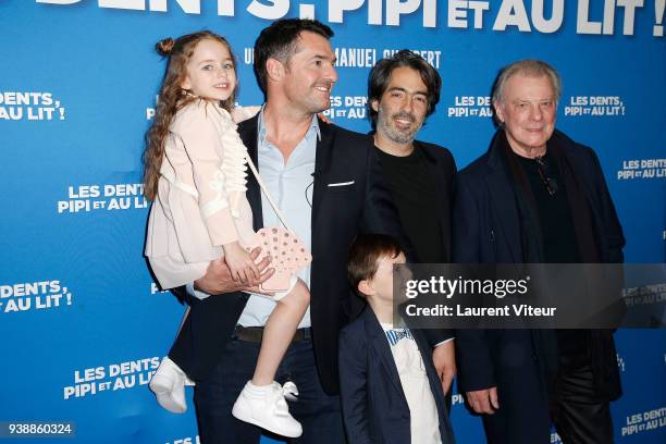 Actress Saskia Dillais de Melo, Actor Arnaud Ducret, Actor Timeo Bolland, Director Emmanuel Gillibert and Singer Herbert Leonard attend "Les Dents,...