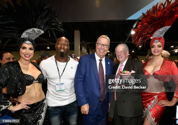 Victor Cohen, Ron Jaworski, and Oscar Goodman attend day two of the 33rd annual Nightclub & Bar Convention and Trade Show on March 27, 2018 in Las...