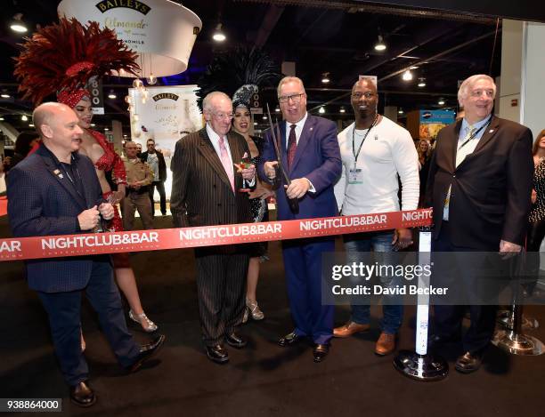 Oscar Goodman, Ron Jaworsk and Victor Cohen attend day two of the 33rd annual Nightclub & Bar Convention and Trade Show on March 27, 2018 in Las...