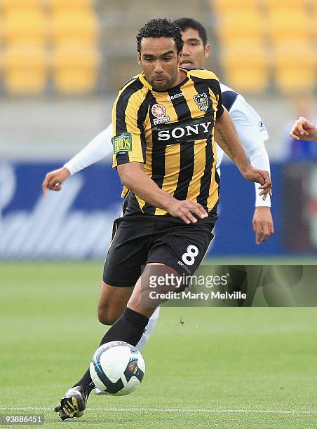Paul Ifill of the Phoenix dribbles the ball during the round 17 A-League match between the Wellington Phoenix and the Melbourne Victory at Westpac...