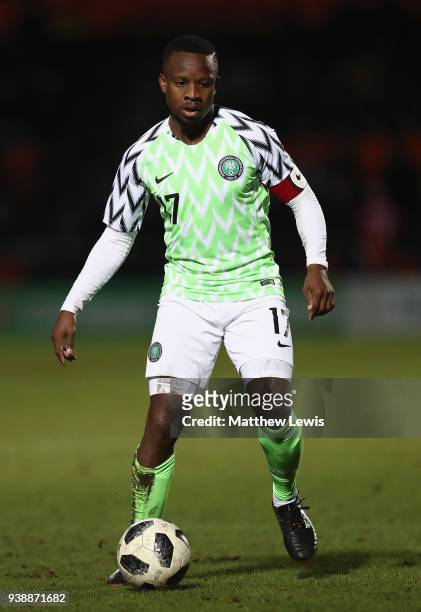 Ogenyi Onazi of Nigeria in action during the International Friendly match between Nigeria and Serbia at The Hive on March 27, 2018 in Barnet, England.