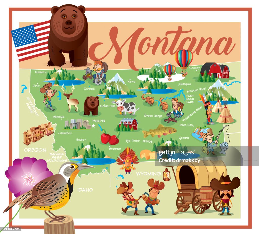 Cartoon Map of MONTANA