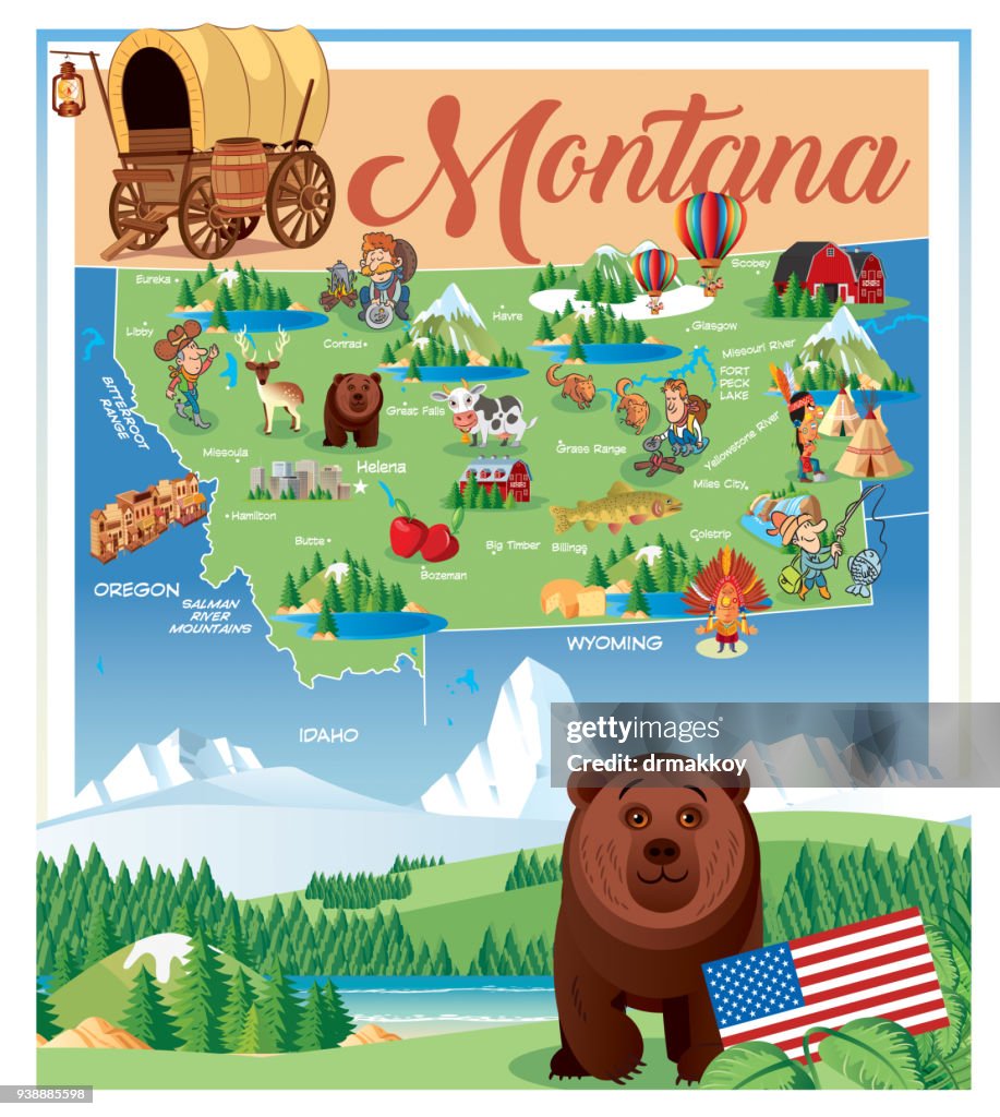 Cartoon Map of MONTANA
