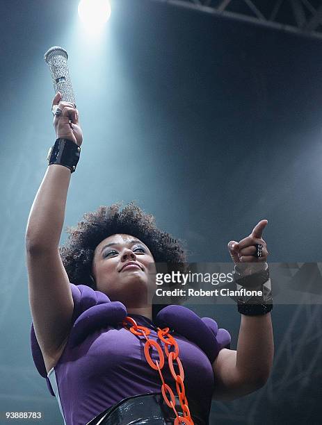 Connie Mitchell of Sneaky Sound System Performs during the Rock All Night Concert Series at ANZ Stadium on December 4, 2009 in Sydney, Australia.