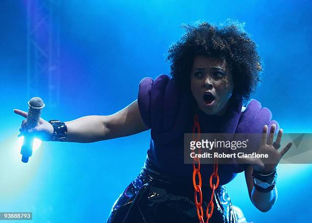 Connie Mitchell of Sneaky Sound System Performs during the Rock All Night Concert Series at ANZ Stadium on December 4, 2009 in Sydney, Australia.
