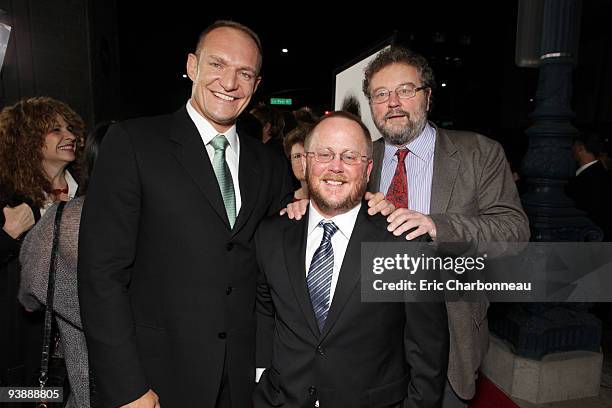 Francois Pienaar, Writer Anthony Peckham and Author John Carlin at Warner Bros. Pictures Los Angeles Premiere of 'Invictus' on December 03, 2009 at...