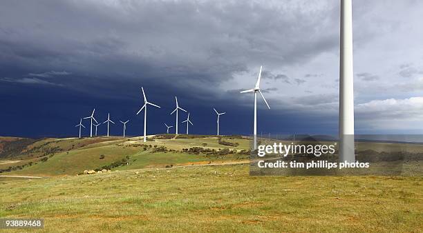 stor clouds at windfarm eyre peninsula australia - wind farm australia fotografías e imágenes de stock