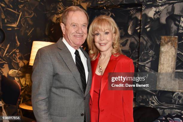 Barbara Eden and Jon Eicholtz attend the press night after party for "Ruthless! The Musical" at The Ham Yard Hotel on March 27, 2018 in London,...