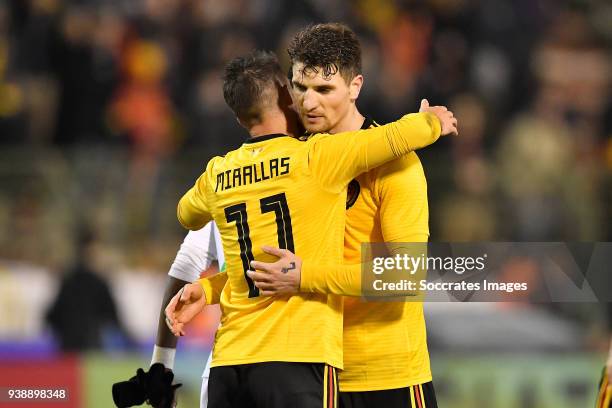 Kevin Mirallas of Belgium, Thomas Meunier of Belgium during the International Friendly match between Belgium v Saudi Arabia at the Koning...