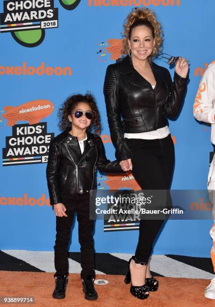 Singer Mariah Carey and daughter Monroe Cannon attend Nickelodeon's 2018 Kids' Choice Awards at The Forum on March 24, 2018 in Inglewood, California.