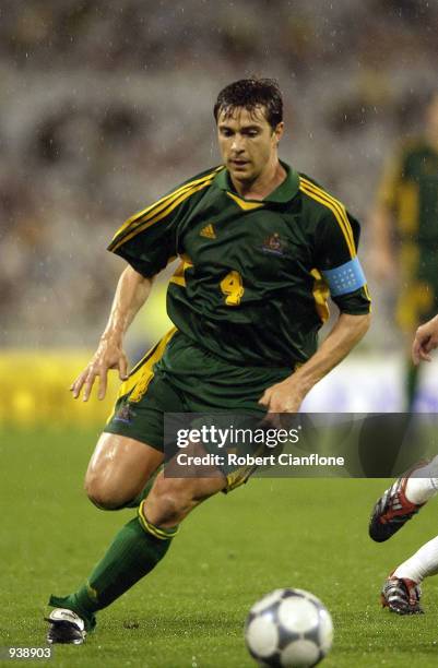 Captain Paul Okon of Australia in action during the soccer friendly between Australia v France at the Melbourne Cricket Ground, Melbourne Australia....