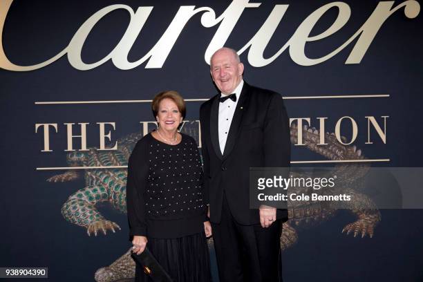 Her Excellency Lady Cosgrove and His Excellency Sir Peter Cosgrove AK MC attend the Cartier: The Exhibition Black Tie Dinner at the National Gallery...